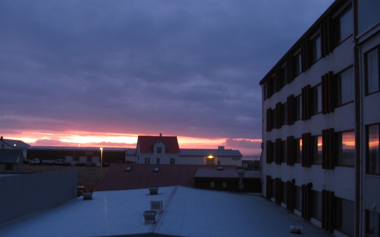 Zonsopkomst in Hotel Keflav&iacute;k