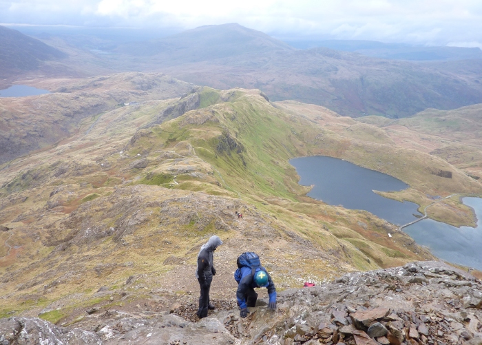 Scrambling up Crib Goch